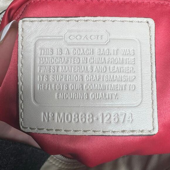 Coach 12674 Zoe Signature Logo Hobo Bag Cream Khaki Jaquard Shoulder Purse Large - Picture 8 of 8